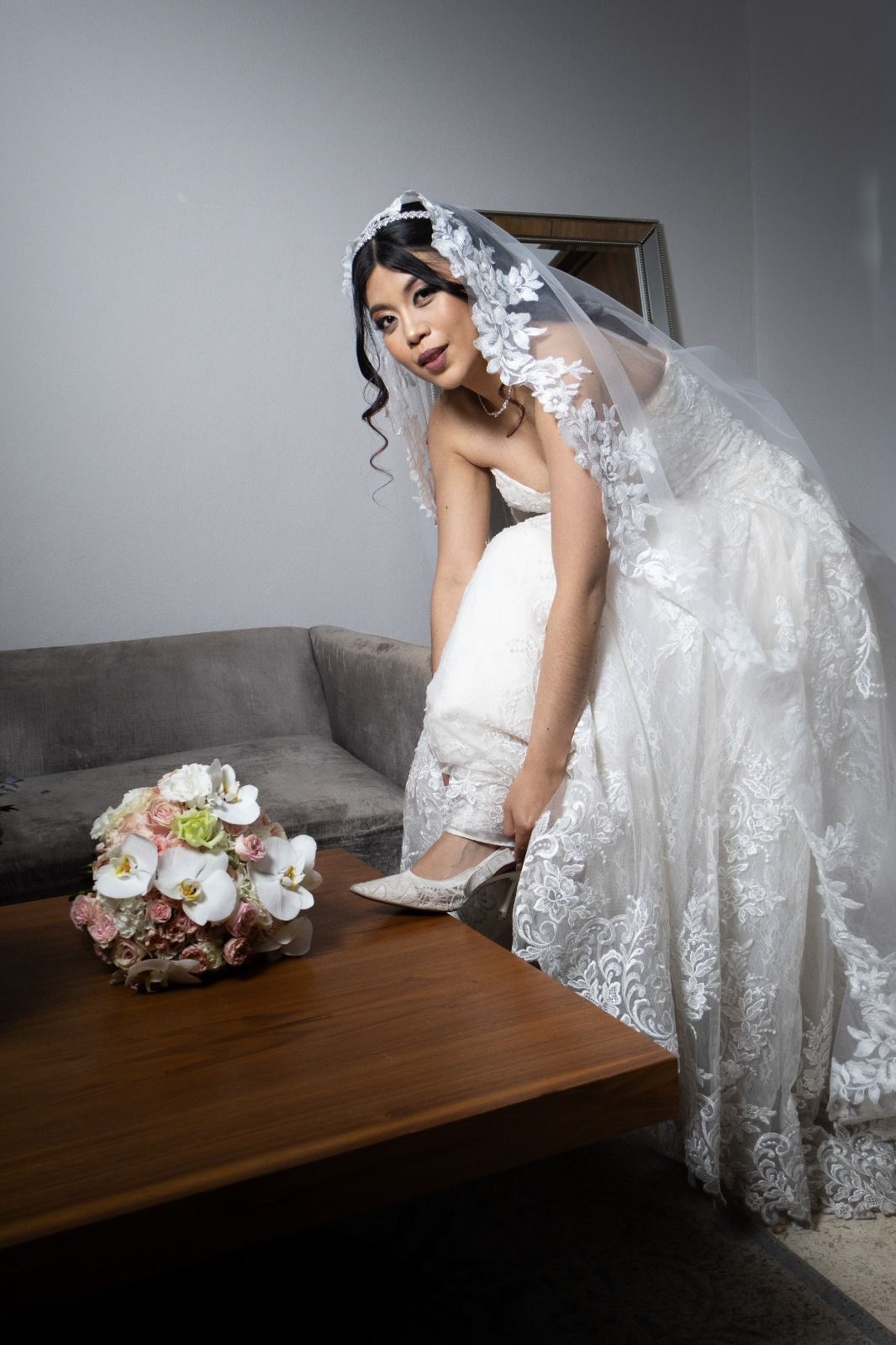 Retrato de la novia durante el día de su boda